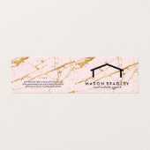 Rustiek Hout / Onroerend goed | Roze Goud Marmer Visitekaartje (Buitenkant ongevouwen)