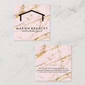 Rustiek hout / onroerend goed | Roze goudmarmer Vierkante Visitekaartje (Voorkant / Achterkant)