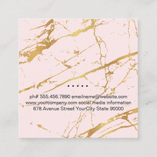 Rustiek hout / onroerend goed | Roze goudmarmer Vierkante Visitekaartje (Achterkant)