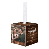 Rustiek hout Onze eerste kerst verloofd 3 foto Decoratie (Voorkant hoekig)