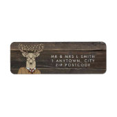 Rustiek hout op herten retour adres label (Voorkant)