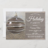 Rustiek Hout Ornament Corporate Holiday Party Kaart (Voorkant)