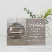 Rustiek Hout Ornament Corporate Holiday Party Kaart (Staand voorkant)