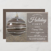 Rustiek Hout Ornament Corporate Holiday Party Kaart (Voorkant / Achterkant)