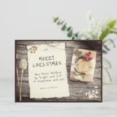 Rustiek hout oud papier script Kerstmis Feestdagenkaart (Staand voorkant)