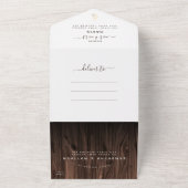 Rustiek Hout Outdoor Wedding RSVP QR Code All In One Uitnodiging (Buitenkant)