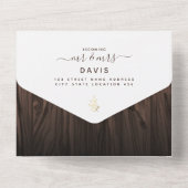 Rustiek Hout Outdoor Wedding RSVP QR Code All In One Uitnodiging (Achterkant)