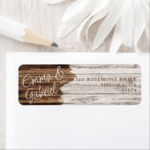 Rustiek Hout Paar Naam Retouradres Etiket (Insitu)