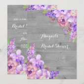 Rustiek Hout Paars Bloemen Vrijgezellenfeest Kaart (Voorkant / Achterkant)