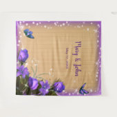 Rustiek Hout Paarse Bloemen Vlinder Achtergrond Wandkleed (Voorkant (horizontaal))