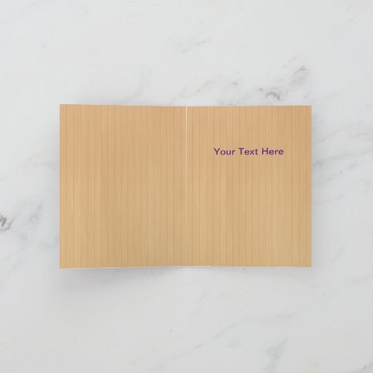 Rustiek hout Paarse bloemenvlinder dank u Kaart (Binnen)