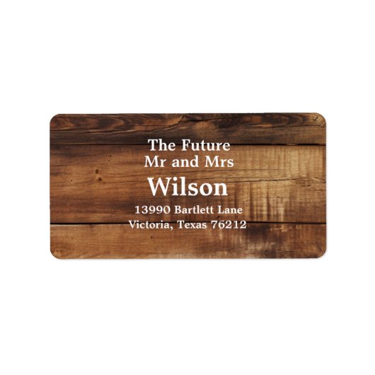 Rustiek Hout Paren Foto Land Trouwadres Etiket (Voorkant)