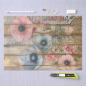 Rustiek hout, Pastel Bloemen Decoupage Tissuepapier (Craft)