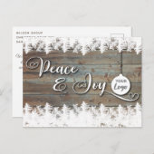 Rustiek hout Peace & joy bedrijfslogo Feestdagenkaart (Voorkant / Achterkant)