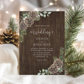 Rustiek Hout Pine Cone Winter Wedding Kaart