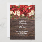 Rustiek hout Poinsettia bloemenkerst bruiloft Kaart (Voorkant)