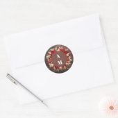 Rustiek hout Poinsettia bloemenkerst bruiloft Ronde Sticker (Envelop)