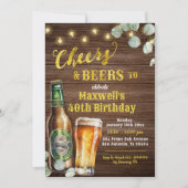 Rustiek Hout Proost & Bieren Volwassen Verjaardag Kaart (Voorkant)