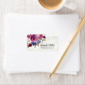 Rustiek hout pruim blauw bloemen retour adres labe etiket (Insitu)