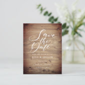 Rustiek Hout QR Code Script Bruiloft Save the Date Briefkaart (Staand voorkant)