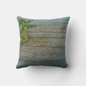 Rustiek hout Queen Ann's Lace Wedding souvenir Kussen (Achterkant)