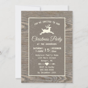 Rustiek Hout Rendier Country Beige Kerstfeest Kaart