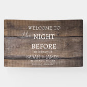 Rustiek hout repetitie diner de avond ervoor spandoek (Horizontaal)