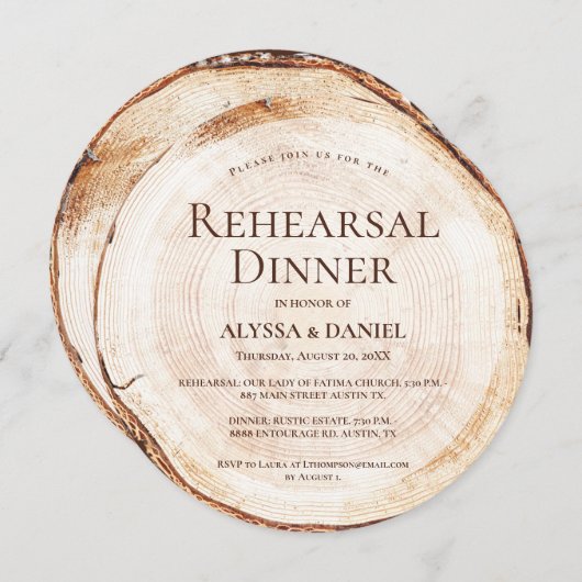 Rustiek Hout repetitie diner Unieke bruiloft Kaart (Voorkant / Achterkant)