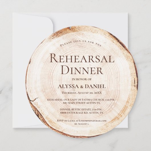 Rustiek Hout repetitie diner Unieke bruiloft Kaart (Voorkant)