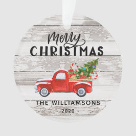 Rustiek Hout  Rode Vrachtwagen Custom Christmas Ornament