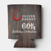 Rustiek Hout Rode Wijn 60e Verjaardagsfeestje Blikjeskoeler (Achterkant)