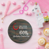 Rustiek Hout Rode Wijn 60e Verjaardagsfeestje Papieren Bordje (Feest)