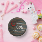 Rustiek Hout Rode Wijn 60e Verjaardagsfeestje Papieren Kommen (Feest)