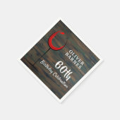 Rustiek Hout Rode Wijn 60e Verjaardagsfeestje Servet (Hoek)