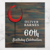 Rustiek Hout Rode Wijn 60e Verjaardagsfeestje Wijn Etiket (Enkel label)