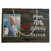 Rustiek Hout Rode Wijn Glas 70e Verjaardag Foto Groot Cadeauzakje (Achterkant)