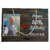 Rustiek Hout Rode Wijn Glas 80e Verjaardag Foto Groot Cadeauzakje (Achterkant)