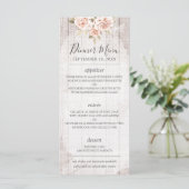 Rustiek Hout Romantisch Shabby Rozen Bruiloft Menu (Staand voorkant)
