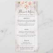 Rustiek Hout Romantisch Shabby Rozen Bruiloft Menu (Voorkant)