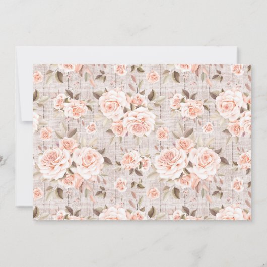 Rustiek Hout Romantische Rozen Paar Trouwdouche Kaart (Achterkant)