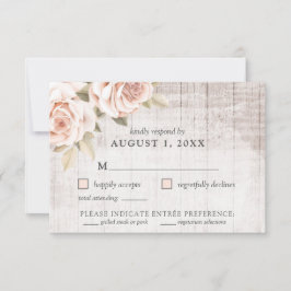 Rustiek Hout & Romantische Rozen Shabby Chic RSVP  Kaart