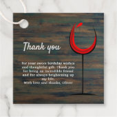 Rustiek Hout Rood Wijnglas 60e Verjaardag Dank u Bedankjes Labels (Voorkant)