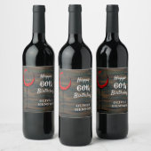 Rustiek Hout Rood Wijnglas 60e Verjaardag Wijn Etiket (Flessen)