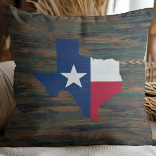 Rustiek Hout Rood Wit Blauw Texas Naam Toevoegen Kussen