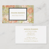 Rustiek Hout  Roos en Gouden Bloemen Visitekaartje (Voorkant / Achterkant)