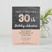 Rustiek Hout Roze Ballon 30e Verjaardagsfeestje Kaart (Staand voorkant)