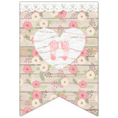 Rustiek Hout Roze Bloemen Baby shower Banner (Tweede vlag)