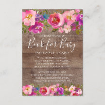 Rustiek Hout Roze Bloemen Baby shower Boek voor Ba