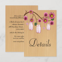 Rustiek Hout Roze Bloemen Mason Jars Bruiloft Deta