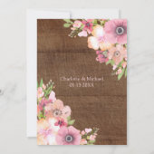 Rustiek Hout Roze Bloemen Repetitie Diner Party Kaart (Achterkant)